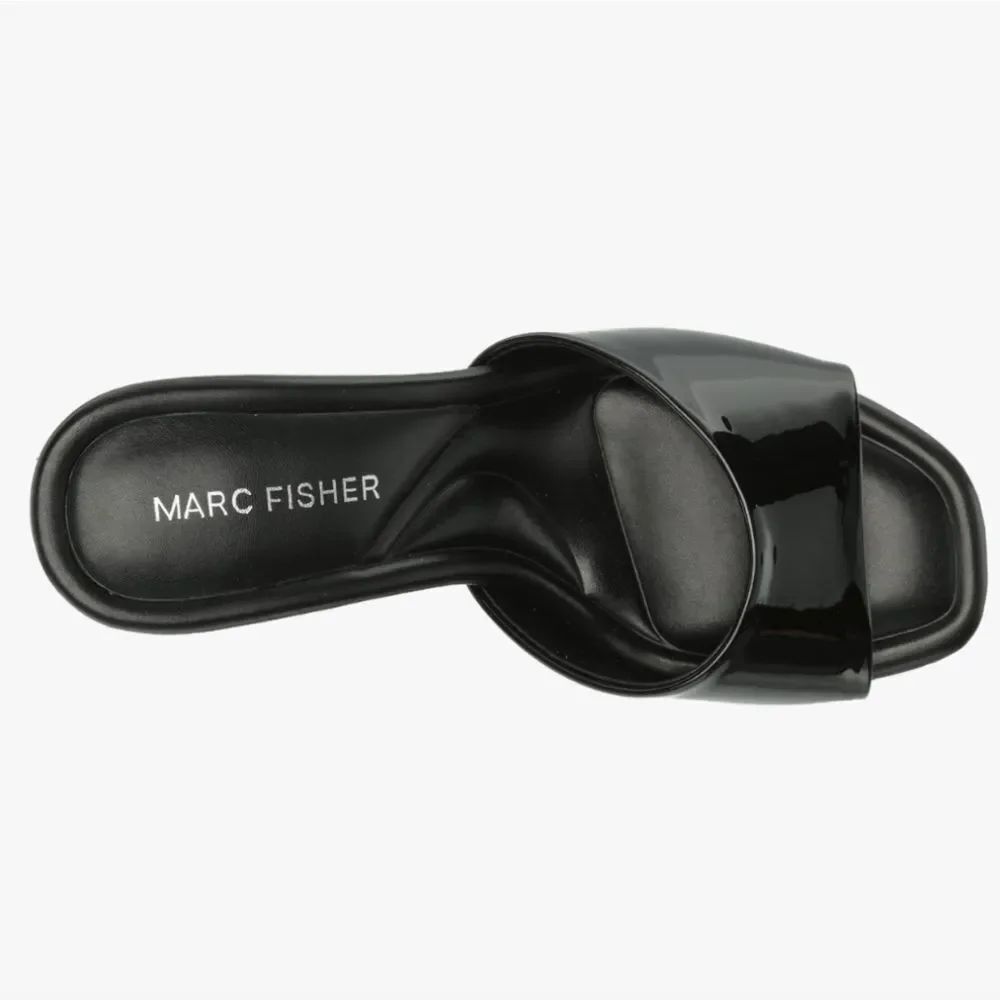 BRAND NEW MARC FISHER MFCYNLEA-C GLOSSY BLACK MULES SANDAL R3